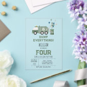 Schattigee Groene Recycling Truck Boys Voertuigen  Acryl Uitnodigingen (Insitu (Huwelijk))