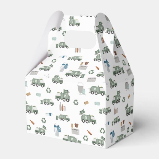 Schattigee Groene Recycling Truck Boys Voertuigen  Bedankdoosjes (Achterkant)