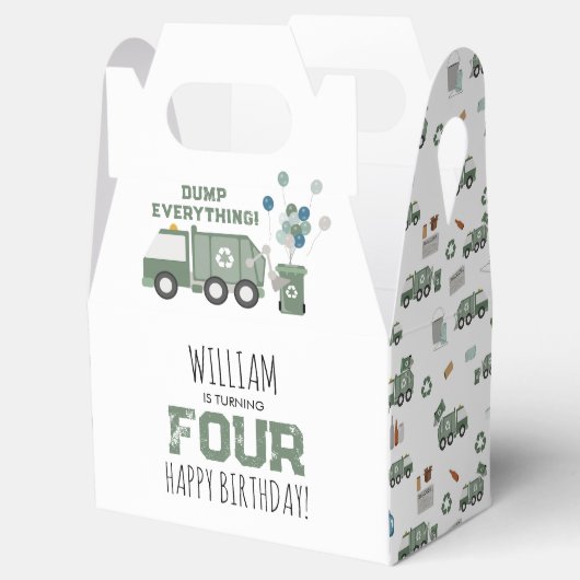 Schattigee Groene Recycling Truck Boys Voertuigen  Bedankdoosjes (Geopend)