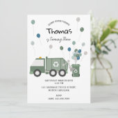 Schattigee Groene Recycling Truck Boys Voertuigen  Kaart (Staand voorkant)