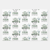 Schattigee Groene Recycling Truck Kinder Naam Age  Inpakpapier Vel (Voorkant 3)