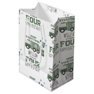 Schattigee Groene Recycling Truck Kinder Naam Age  Medium Cadeauzakje