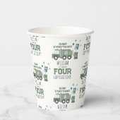 Schattigee Groene Recycling Truck Kinder Naam Age  Papieren Bekers (Achterkant)