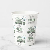 Schattigee Groene Recycling Truck Kinder Naam Age  Papieren Bekers (Links)