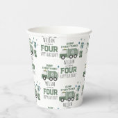 Schattigee Groene Recycling Truck Kinder Naam Age  Papieren Bekers (Rechts)