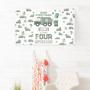 Schattigee Groene Recycling Truck Kinder Naam Age  Spandoek