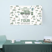 Schattigee Groene Recycling Truck Kinder Naam Age  Spandoek (Beurs)