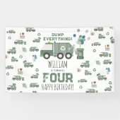 Schattigee Groene Recycling Truck Kinder Naam Age  Spandoek (Horizontaal)