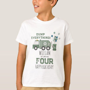 Schattigee Groene Recycling Truck Kinder Naam Age  T-shirt