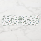 Schattigee Groene Recycling Truck Kinder Naam Age  Waterfles Etiket (Enkel label)