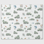 Schattigee groene Recycling Truck Kinder Voertuige Cadeaupapier (Vlak)