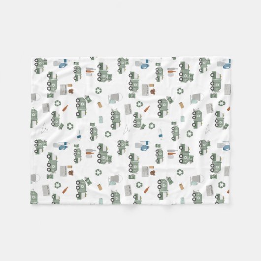 Schattigee groene Recycling Truck Kinder Voertuige Fleece Deken (Voorkant (Horizontaal))