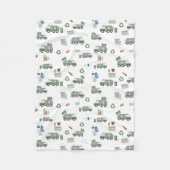 Schattigee groene Recycling Truck Kinder Voertuige Fleece Deken (Voorkant)