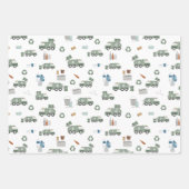 Schattigee groene Recycling Truck Kinder Voertuige Inpakpapier Vel (Voorkant)