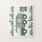 Schattigee Groene Recycling Truck Kinder Voertuige Legpuzzel (Verticaal)
