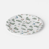 Schattigee Groene Recycling Truck Kinder Voertuige Papieren Bordje (Gekanteld)