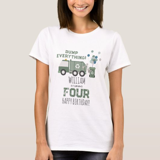 Schattigee Groene Recycling Truck Mom Verjaardagsf T-shirt (Voorkant)