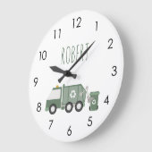 Schattigee Groene Recycling Truck Voertuigen Kinde Grote Klok (Hoek)
