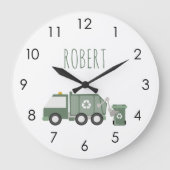 Schattigee Groene Recycling Truck Voertuigen Kinde Grote Klok (Voorkant)