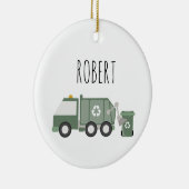 Schattigee Groene Recycling Truck Voertuigen Kinde Keramisch Ornament (Rechts)