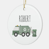 Schattigee Groene Recycling Truck Voertuigen Kinde Keramisch Ornament (Links)