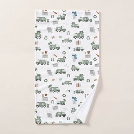Schattigee groene recyclingtruck Kinder voertuigen Bad Handdoek (Handdoek)