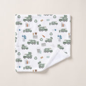Schattigee groene recyclingtruck Kinder voertuigen Bad Handdoek (Wasdoekje)