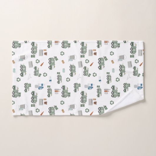 Schattigee groene recyclingtruck Kinder voertuigen Bad Handdoek (Handdoek)