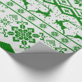 Schattigee groene rendieren en sneeuwvlokken cadeaupapier (Hoek)