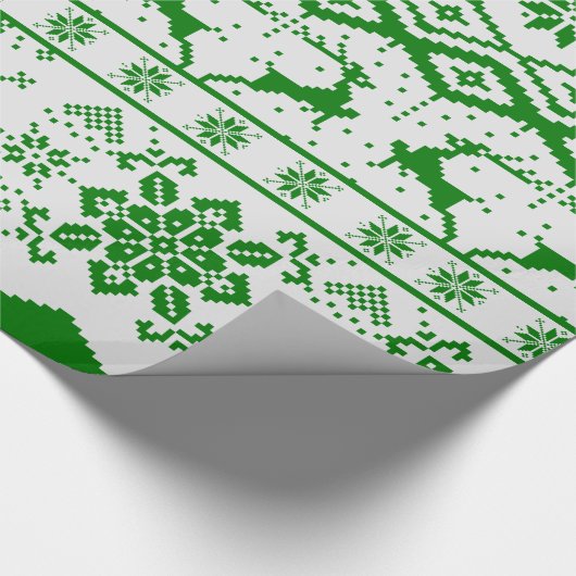 Schattigee groene rendieren en sneeuwvlokken cadeaupapier (Hoek)