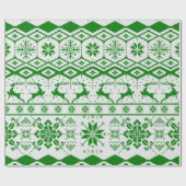 Schattigee groene rendieren en sneeuwvlokken cadeaupapier (Vlak)