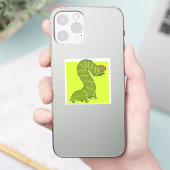 Schattigee groene rups Sticker (Telefoon)