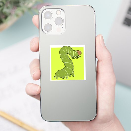 Schattigee groene rups Sticker (Telefoon)