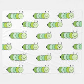 Schattigee groene rupsen en verschillende uitdrukk fleece deken (Voorkant (Horizontaal))