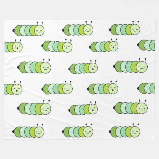 Schattigee groene rupsen en verschillende uitdrukk fleece deken (Voorkant (Horizontaal))