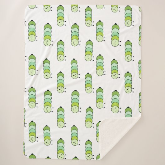 Schattigee groene rupsen en verschillende uitdrukk sherpa deken (Voorkant)