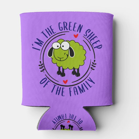 Schattigee Groene Schaap van de Familie, Vegan Blikjeskoeler (Achterkant)