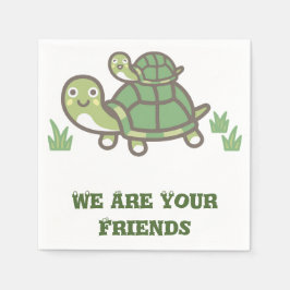 Schattigee groene schildpad met Baby gepersonalise Servet