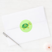 Schattigee Groene Schildpad Ronde Stickers voor Ki (Envelop)
