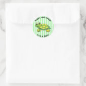 Schattigee groene schildpad thema Baby shower Stic Ronde Sticker (Tas)