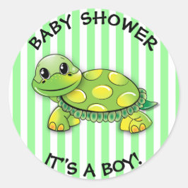 Schattigee groene schildpad thema Baby shower Stic Ronde Sticker