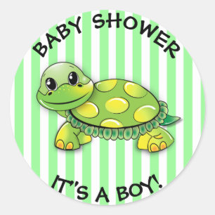 Schattigee groene schildpad thema Baby shower Stic Ronde Sticker