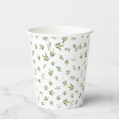 Schattigee groene schildpadden twee patroonbladere papieren bekers (Achterkant)