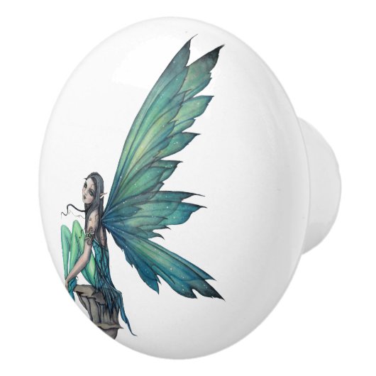 Schattigee groene sprookjesillustratie van Molly H Keramische Knop (Rechts)