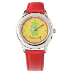 Schattigee groene stekelige dinosaurusdraak horloge