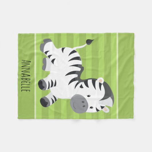 Schattigee Groene Streep Safari Oerwoud Baby Zebra Fleece Deken (Voorkant (Horizontaal))
