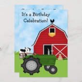 Schattigee Groene Tractor, Rode Schuur en Koe Boer Kaart (Voorkant / Achterkant)