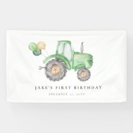 Schattigee groene tractorverjaardag spandoek