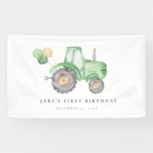 Schattigee groene tractorverjaardag spandoek