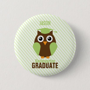 Schattigee groene uil kleuterschool Afstuderen Ronde Button 5,7 Cm